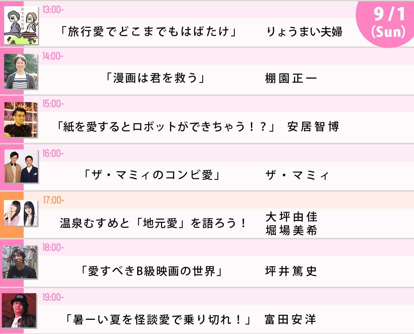 9/1のスケジュール